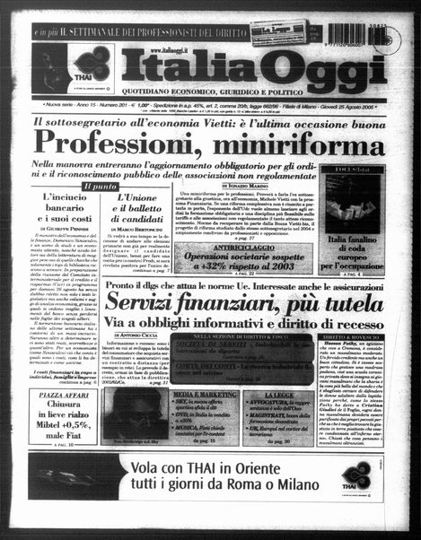 Italia oggi : quotidiano di economia finanza e politica